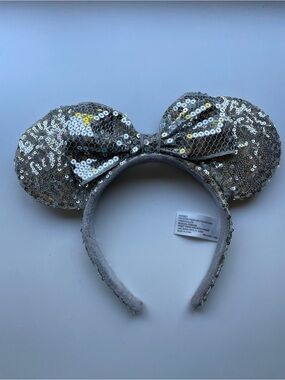 Silver Sequin Minnie Ears Headband Disney